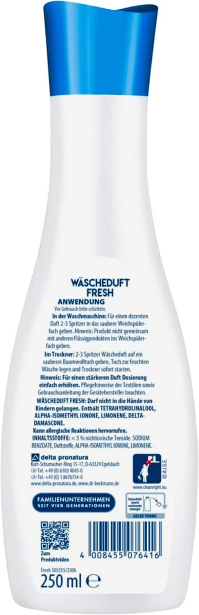Dr. Beckmann Wasparfum - Fresh - 250 ml - Langdurige geur - Voor alle soorten textiel — afbeelding 1
