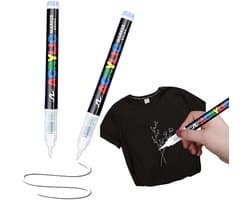 2 stuks witte textielstiften, wasmachinebestendig, zachte stift, 1-5 mm, textielmarkers, lichtechte en watervaste stiften, textielverf, permanente textielstiften voor T-shirt, stoffen zakjes