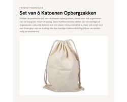 Waszak Groot - Waszakken voor Wasgoed - Opbergtas - Opbergbak - Opbergzakken Kleding - Milieuvriendelijk Katoen - 30 x 40 cm - Opbergzak