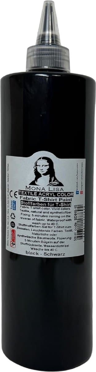 Südor Textielverf 500 ml, zwart.Wasbestendige textielverf voor lichte stoffen. Wasmachinebestendig, wasbestendig. Fixatie door strijken — afbeelding 1
