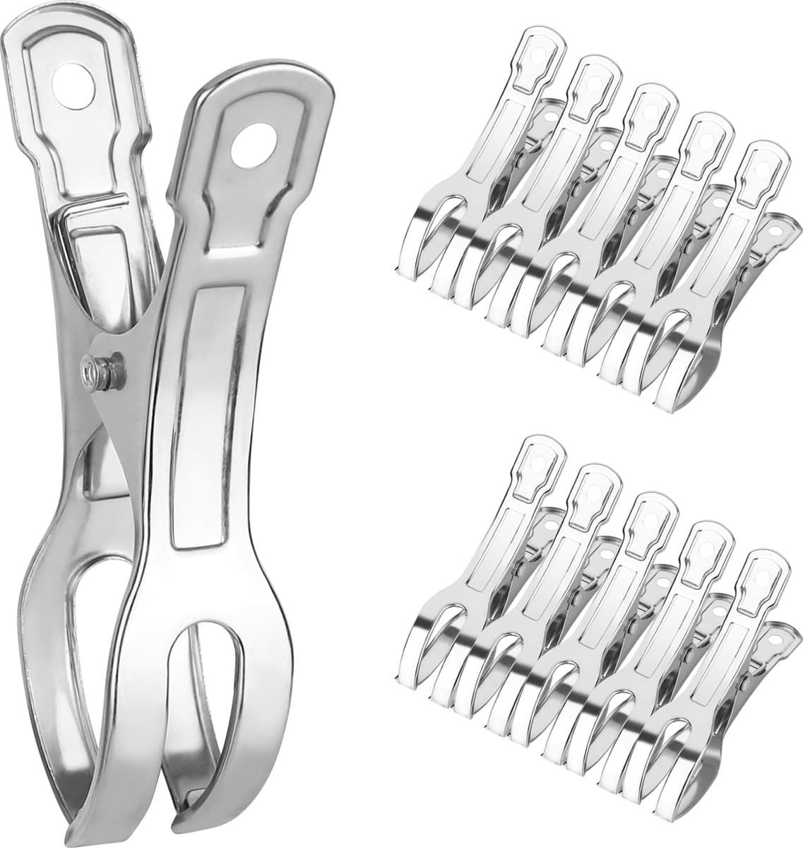 Goodivery ® Roestvrijstalen Wasknijpers voor Grote en Zware Stoffen – Set van 10 Stuks — afbeelding 1