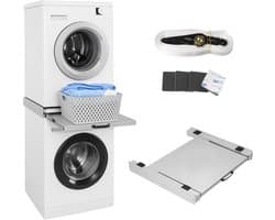 Universeel Verbindingframe voor Wasmachine en Drogen - Uittrekbare Handdoeksteun