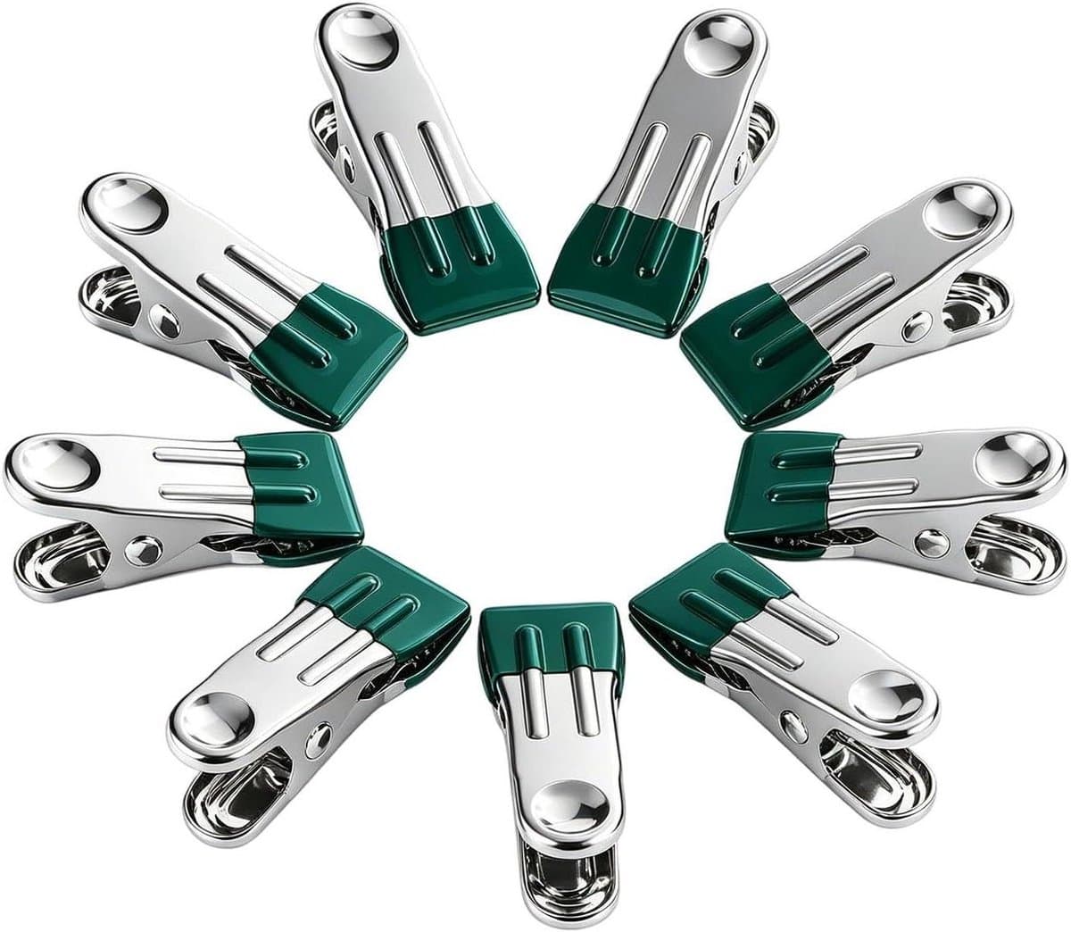 Kleding Klemmen - Wasknijpers Organizer - Was Drogen - Roestvrij Staal - 5.5 cm Lengte - Groen — afbeelding 1