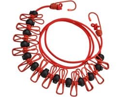 Camping Waslijn - Reis Waslijn - Kleding Drogen - Winddicht Ontwerp - 1.7 Meter - Rood