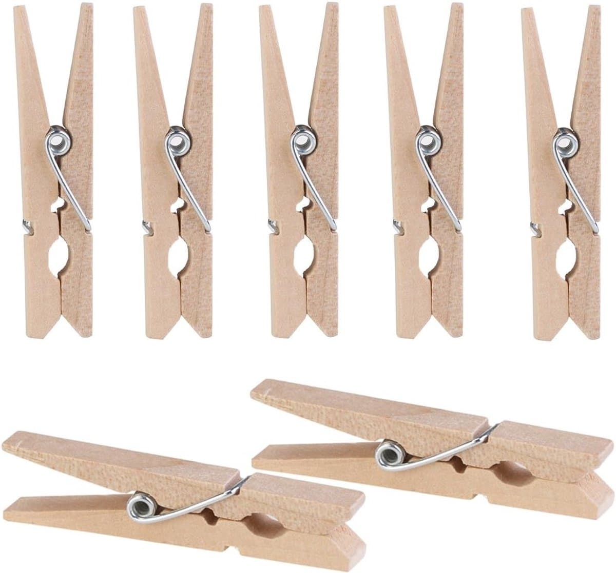 Houten Kledingknijpers - 100 Stuks Mini Decoratieve Knijpers voor Creatieve Klussen en Kledingopslag — afbeelding 1