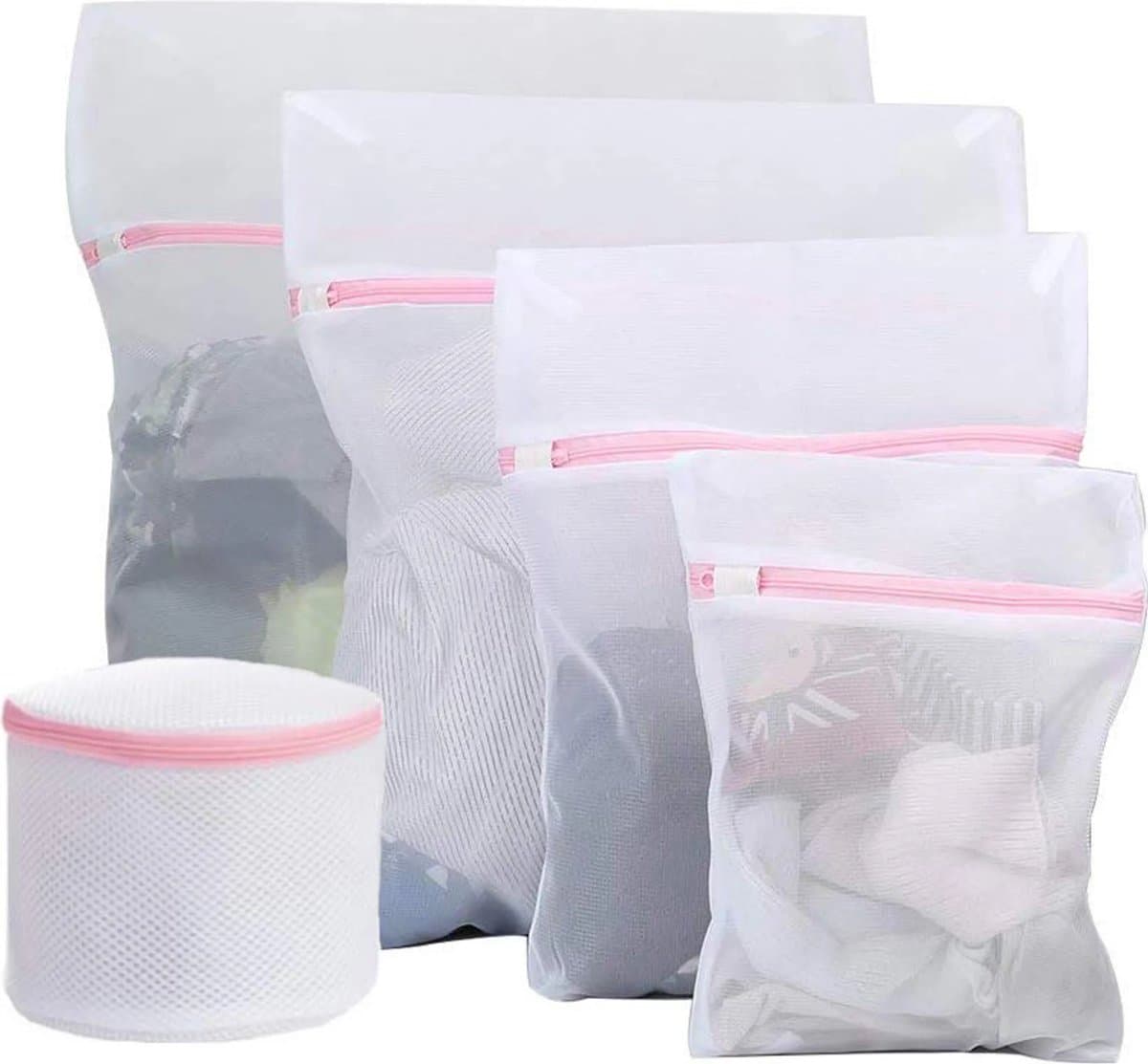 Set van 5 herbruikbare waszakken van mesh, fijnmazig en geschikt voor kleding, bh's, ondergoed en sokken. — afbeelding 1