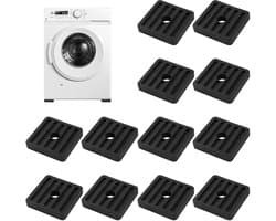 Rubberen Trillingsdempers - Anti-trillingsmat Pads - Airco Stabiliseren - Antislip Groeven - 47x47x08 cm - Zwart