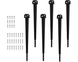 Grondanker inslaghuls voor houten palen L 40 x 500 mm paaldrager om in te slaan met lange punt, grondhuls voor hekken tuinprojecten (6 stuks)