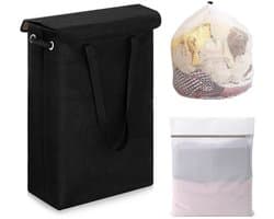 Dailygoods- Wasmand 45 Liter - Opvouwbaar - Met Deksel - Smal met Handvat - 2 Waszakken - Eenvoudig te Reinigen - Wasverzamelaar
