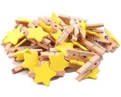 Dailygoods- Wasknijpers 50 Stuks - Sterren Houten Wasknijpers - Mini Clips - Kleurrijke Fotoclips - Ambachtelijke Decoratie - Afmetingen 3 x 0,4 cm - Decoratieclips