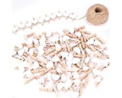 Houten wasknijpers - Mini knijpers - Decoratie maken - Natuurlijk hout - 100 stuks - Wit