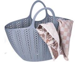 CM Flexibele wasmand of draagtas - grijs - 22 liter - kunststof - 50 x 20 x 40 cm - opbergen