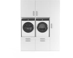 Wasophoogte® Wasmachine Kast Barcelona - Wasmachine verhoger - Wasmachine ombouw - 700(D)*1780(B)*2350(H) mm - Wit — afbeelding 1
