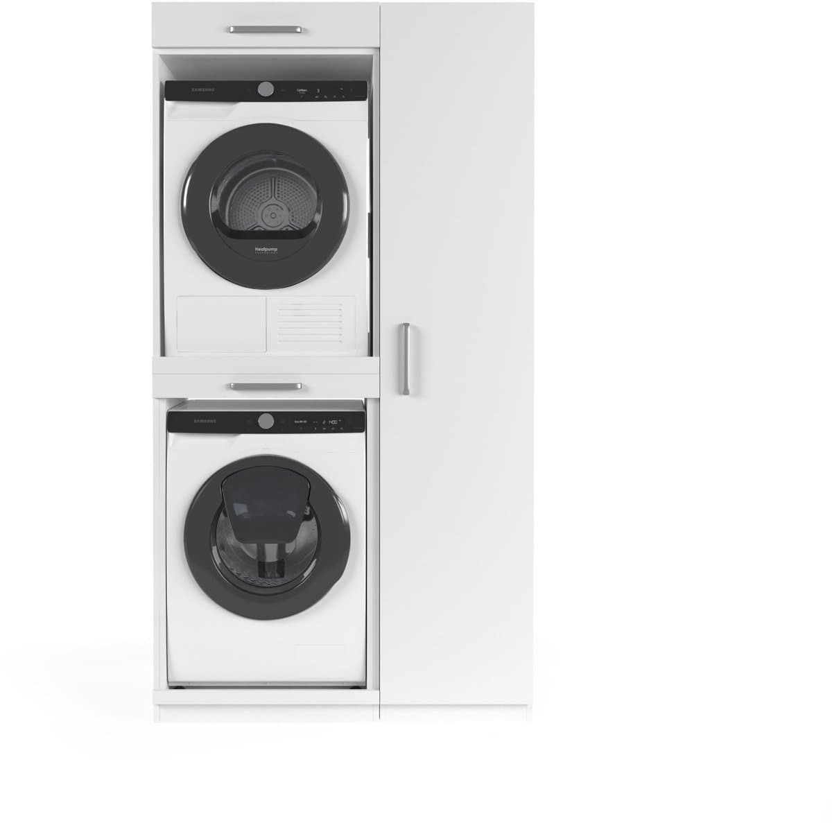 Wasophoogte® Wasmachine Kast New York - Wasmachine verhoger - Wasmachine ombouw - 700(D)*1115(B)*2110(H) mm - Wit — afbeelding 1