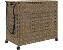 vidaXL - Wasmand - op - wielen - 66x35x60 - cm - rattan