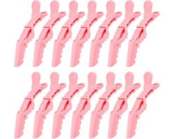 14 Roze Alligator Haarclips voor Styling Secties - Grote Salon Haarclips voor Verven en Knippen
