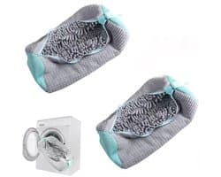 2 stuks - Schoenwaszak - Waszak - Met ritssluiting - 360° rondom reiniging – Geschikt voor sportschoenen, kleding - Machinewasbare waszak voor schoenen - 39*19 cm - grijs