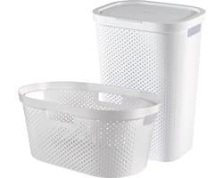 Curver Infinity Recycled Wasmand met deksel 60L + Wasmand 40L - Wit