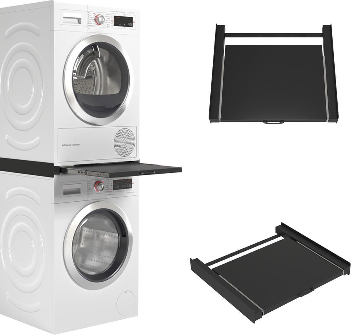 Wasophoogte® Tussenstuk wasmachine droger - Stapelkit wasmachine droger - Tussenkader - Geschikt voor elk type - Zwart — afbeelding 1