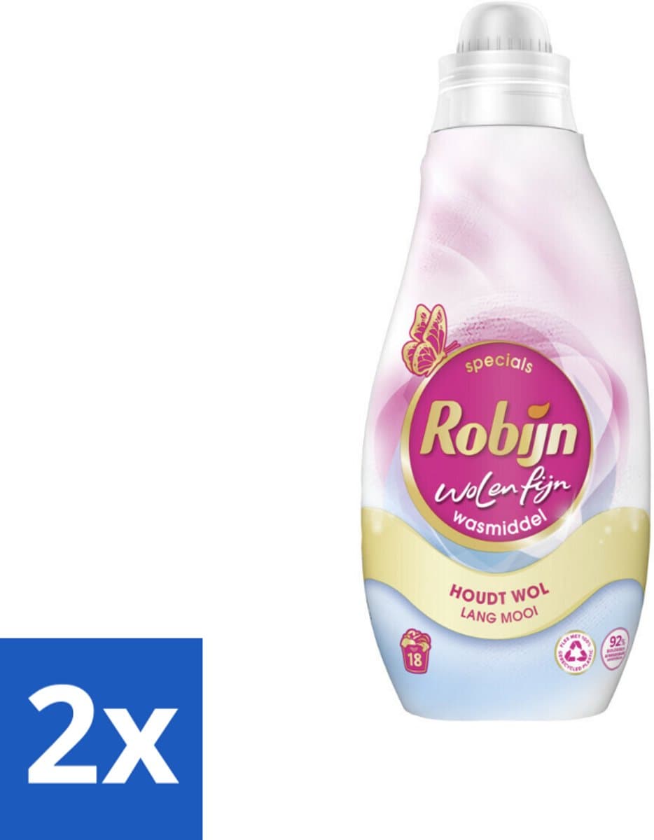 2 x Robijn Specials - Wol & Fijn - Vloeibaar Wasmiddel - 18 Wasbeurten - Wolwasmiddel - Wasmiddel Zijde - Wasmiddel Delicate Stoffen - Biologisch Afbreekbaar Wasmiddel - Milieuvriendelijk Wasmiddel — afbeelding 1