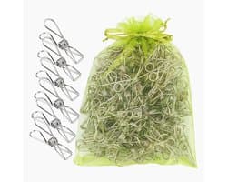 Dailygoods- Wasknijpers 100 Stuks - Roestvrij Staal - Duurzaam - Sterke Grip - Multifunctioneel - Ideaal voor Waslijn en Snackzakken - Klemmen
