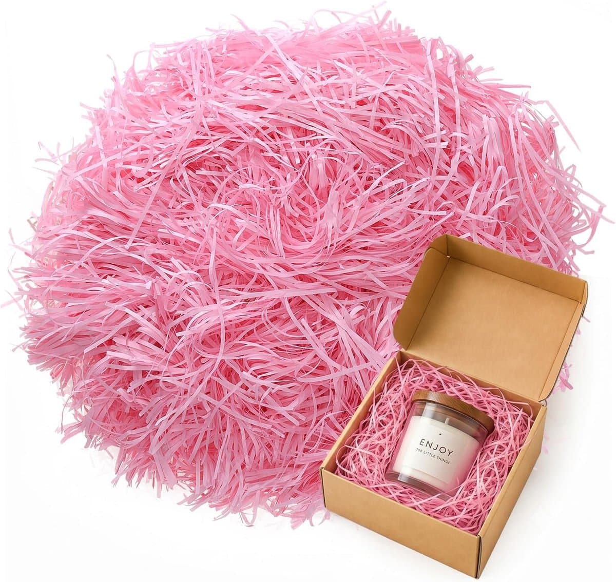 Paasgras, roze, 200 g, naturel als vulmateriaal, cadeau en vulling voor paasmandje, geschikt als geschenkdoos, vulmateriaal — afbeelding 1