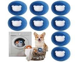 8 stuks dierenhaarverwijderaar, wasmachine, pluisverwijderaar, anti-wikkeling wasballen, verwijdert dierenharen en pluisjes, herbruikbare pluisballen (blauw)
