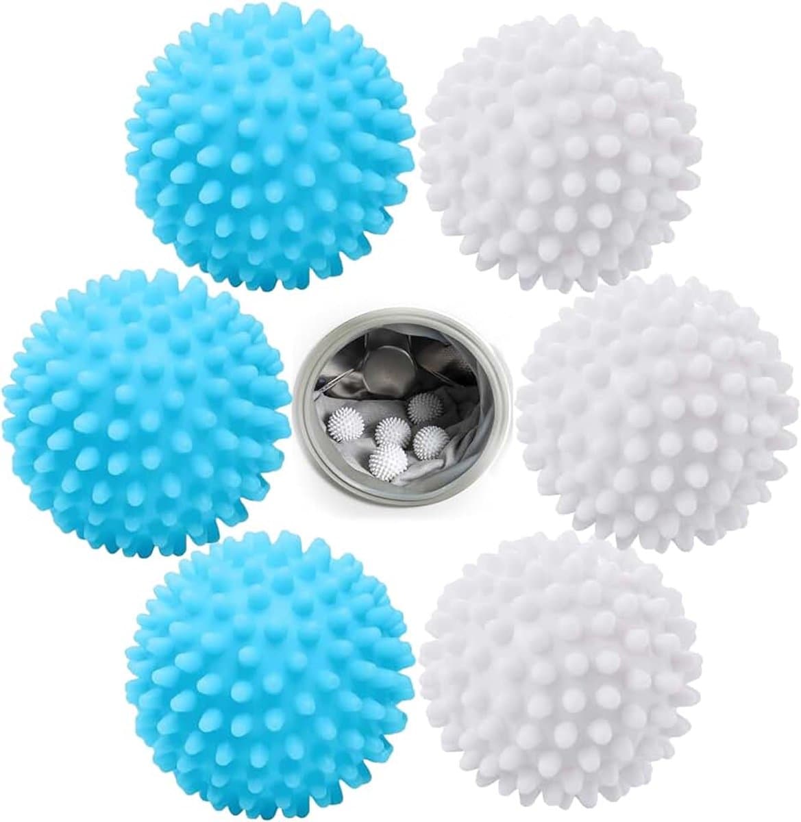 Droogbal, 6 stuks drogerballen voor wasdroger (blauw wit) | Wasbal voor wasmachine, herbruikbare droger voor wasmachine, wasdroger, ballen, wolliger wasgoed — afbeelding 1