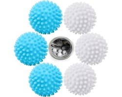Droogbal, 6 stuks drogerballen voor wasdroger (blauw wit) | Wasbal voor wasmachine, herbruikbare droger voor wasmachine, wasdroger, ballen, wolliger wasgoed