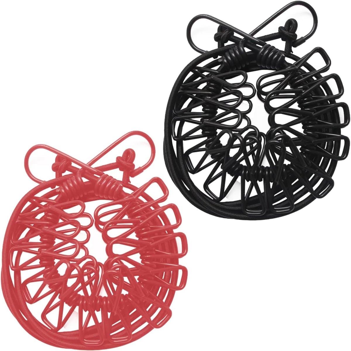 Reis Waslijn - Draagbare Kledinglijn - Kleding Drogen - Winddicht met Clips - 380 cm - Zwart en Rood — afbeelding 1