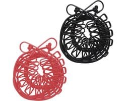 Reis Waslijn - Draagbare Kledinglijn - Kleding Drogen - Winddicht met Clips - 380 cm - Zwart en Rood