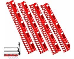 SnelShoppen - Sock Dryer Droogrek Rood - 4 Sockhouders, 32cm x 5cm, Duurzaam Plastic, Ideaal voor Sokken, Kleine Kledingstukken, Camping, Thuisgebruik