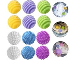 Thijox - 12 stuks wasballen voor wasmachine en droger, herbruikbare rubberen drogerballen, vermindert kreuken en klemmen, efficiënt en zuinig voor sne