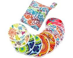 Dailygoods - PINOWU Voedingspads - 10 wasbare pads + natte tas + waszak, borstvoeding tepelkussentjes (groot 11,9 cm)