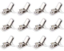Dailygoods - Gewatteerde Troosterclips - Dekbedclips voor Dekenbevestiging - Witte Clips - Voorkomt Verschuiven - Ideaal voor Beddengoed - 12 Stuks