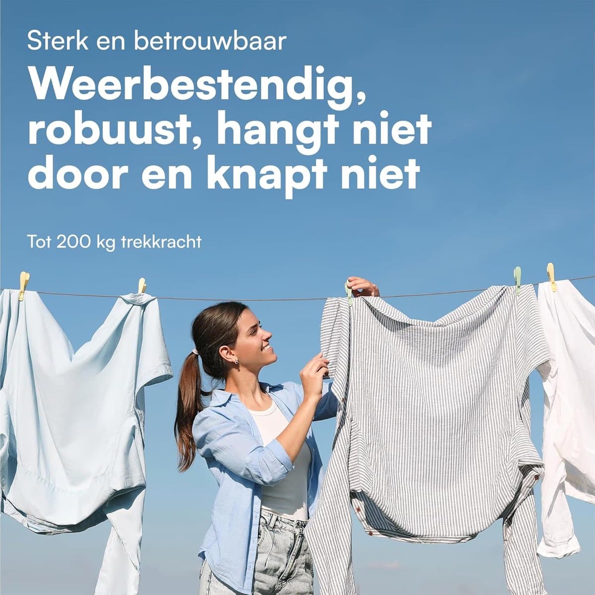 Waslijn Touw - PVC - 50 Meter - Sterke Stalen Kern - Voor Buitengebruik — afbeelding 1
