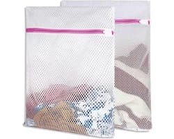 SnelShoppen - Waszakken voor wasmachine, 2 stuks, wasnet met roze ritssluiting, ideaal voor reizen, opbergen, organisatiezak voor trui, overhemden, on