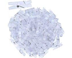 SnelShoppen - Pack van 100 Mini Pegs Kleine Clips voor Foto's Hangen Plastic Transparant Kleding Clips voor Kunst Creatief DIY Feest Bruiloft Decorati