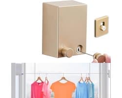 Extendable 4.2 m Wall Mounted Clothesline - Non Sagging Stainless Steel Portable Inner Sliding Clothesline (Gold)