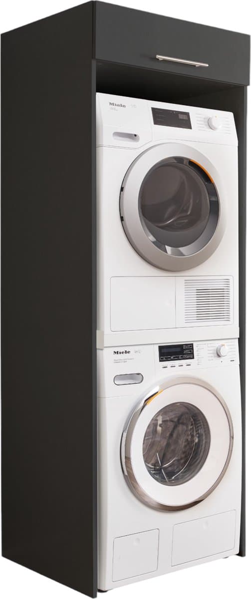 Interiax WASHWALL 'Mary' Wasmachine Ombouwkast Antraciet - Ombouw Meubel voor Droogkast - Met opbergkast - 200x67.5x67.5 cm — afbeelding 1