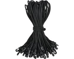 28 Stuks Multifunctionele Expanders met Haken - Herbruikbare Elastische Touwen voor Dekzeilen en Camping - 25 cm - Zwart
