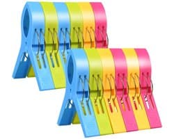 Gekleurde grote kunststof handdoek - strandlaken knijpers - strandhanddoek klemmen - strandlaken klemmen - Badlakenklemmen - kledingklemmen - 13 cm
