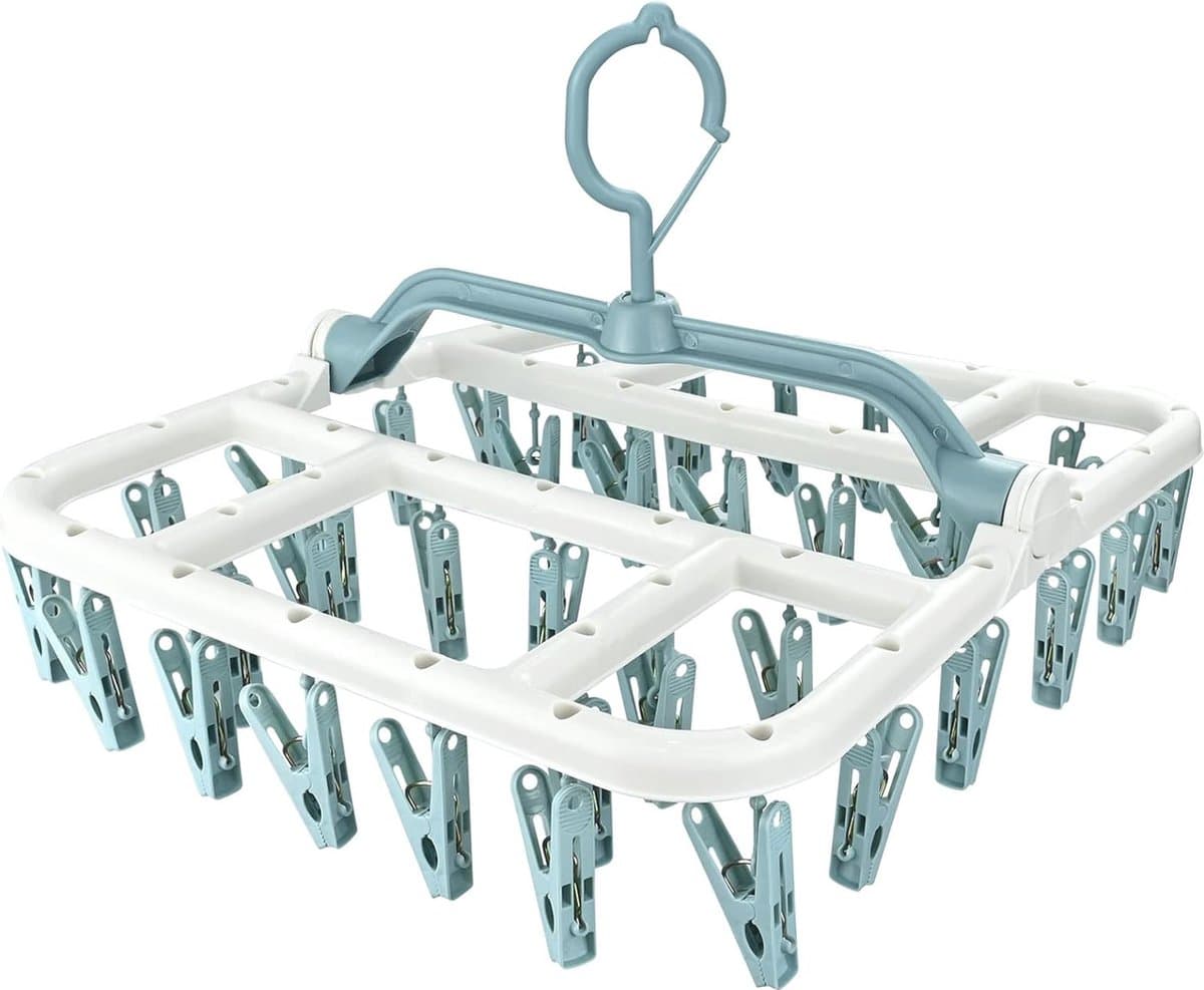 Hanging Sock Dryer with 40 Clips - Foldable Indoor Drying Rack for Socks, Underwear, and Baby Clothes — afbeelding 1