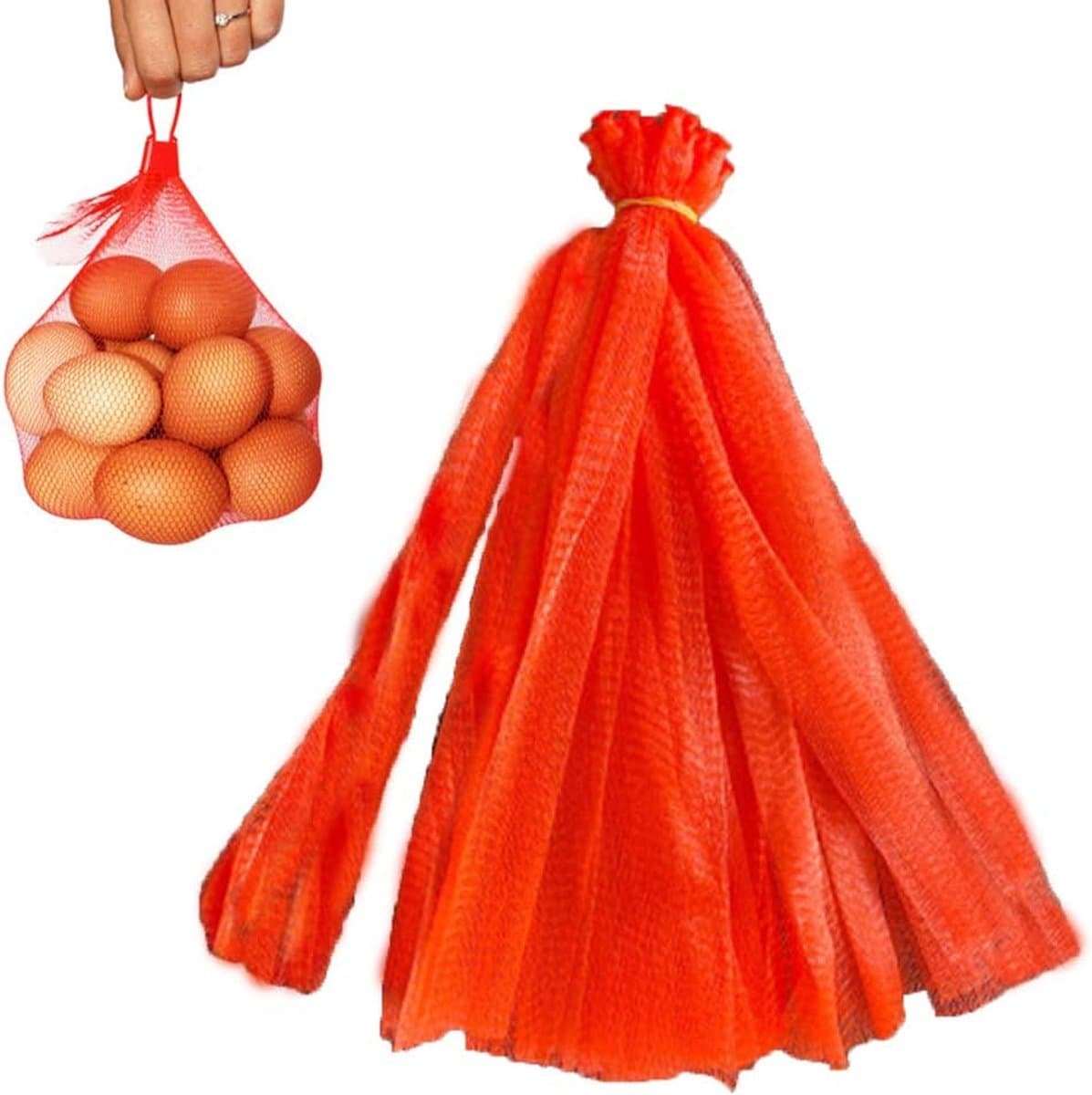 Herbruikbare Netzakken - Nylon Gaas Tassen - Opslag Fruit Groenten - Licht Breek Niet - 20 Inch Lengte - Rood — afbeelding 1
