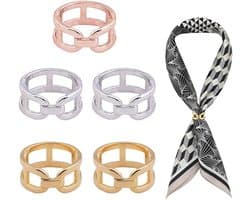 Set van 5 sjaalringen met metalen gespen. Accessoires in vintage-stijl voor dames, geschikt voor jurken, sjaals, recepties en cocktailparty's (3 kleuren).