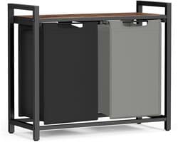 VASAGLE BLH201X01 - Wasmand met 2 Vakken - Afneembare Oxford Stof Zak - Met Opbergrek en Metalen Frame — afbeelding 1