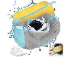 Schoenwaszak voor wasmachine - 2 kleurencombinaties - met ritssluiting - waszak voor gymschoenen, tennisschoenen - geel en grijs