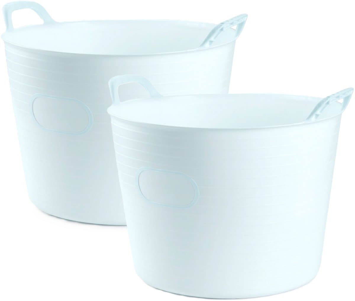 Plasticforte Flexibele kuip of emmer - 2x - ijsblauw - 42 liter - stevig kunststof - 45 x 38 cm - Afvalbak - Wasmand - Opbergmand - Voedsel geschikt — afbeelding 1
