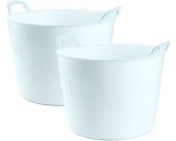 Plasticforte Flexibele kuip of emmer - 2x - ijsblauw - 42 liter - stevig kunststof - 45 x 38 cm - Afvalbak - Wasmand - Opbergmand - Voedsel geschikt — afbeelding 1