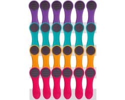 24 Luxe Waslijnknijpers met Softgrip en Roestvrijstalen Veren - Set van 4 Kleuren